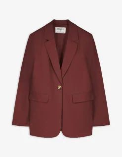 Page One Blazer - Linnenmix - donkerbruin Discount