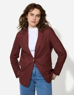 Page One Blazer - Linnenmix - donkerbruin Discount
