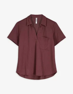Page One Blouse - Effen - donkerrood Hot