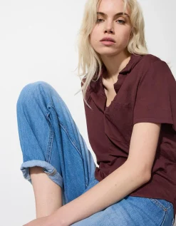 Page One Blouse - Effen - donkerrood Hot