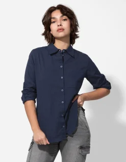 Ever Me Blouse - Katoen - donkerblauw New