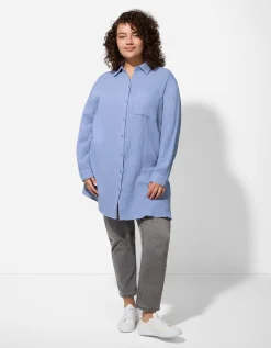Maxi Blue Blouse - Overhemd kraag - blauw Sale