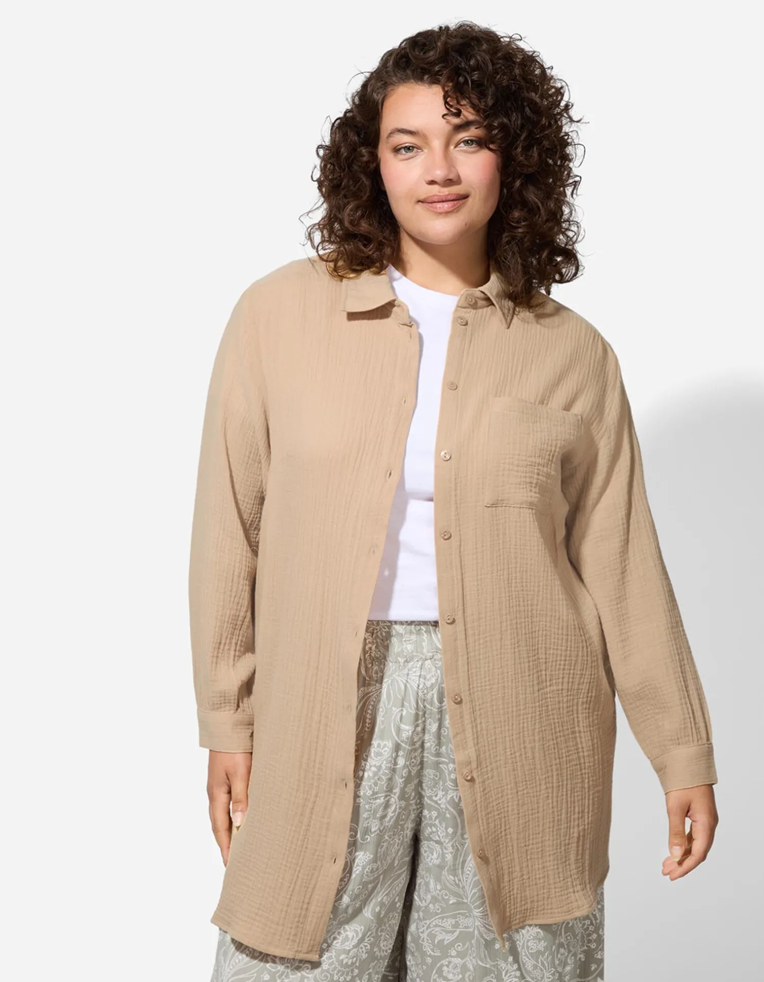 Maxi Blue Blouse - Overhemd kraag - beige New
