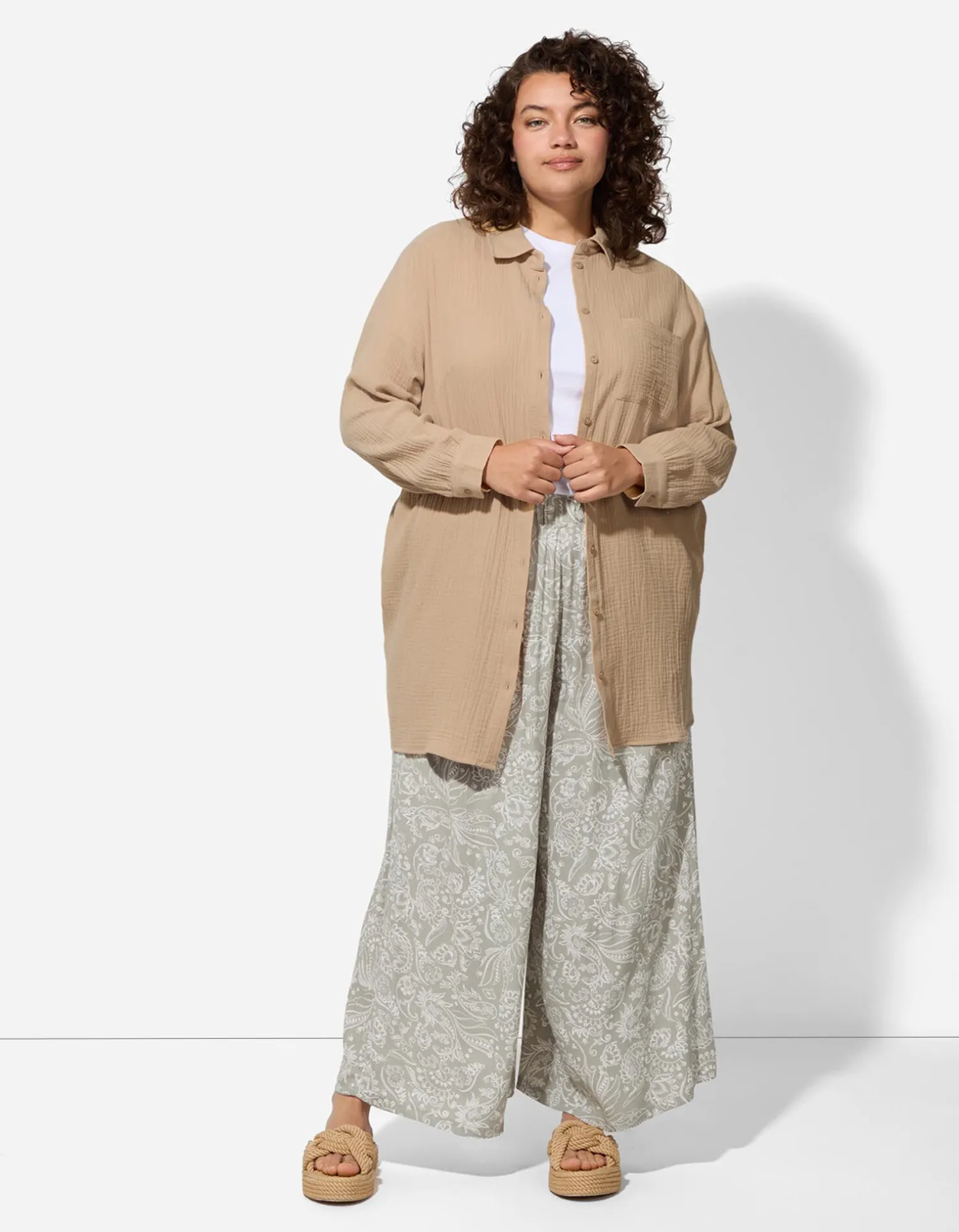 Maxi Blue Blouse - Overhemd kraag - beige New
