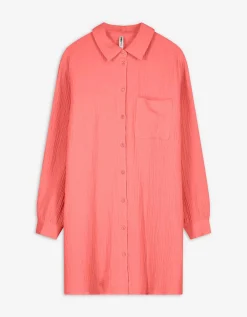 Maxi Blue Blouse - Overhemd kraag - lichtrood Sale