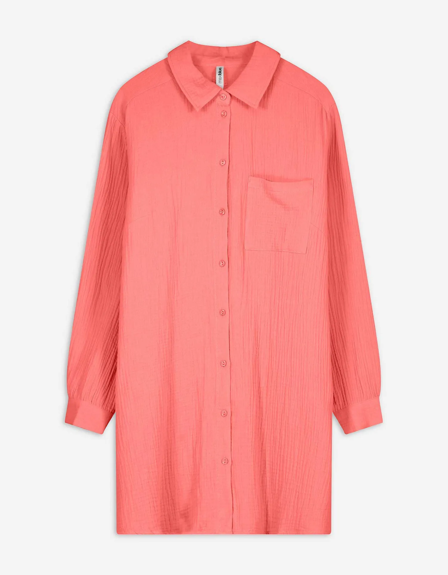 Maxi Blue Blouse - Overhemd kraag - lichtrood Sale