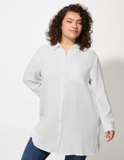 Maxi Blue Blouse - Overhemd kraag - wit Outlet
