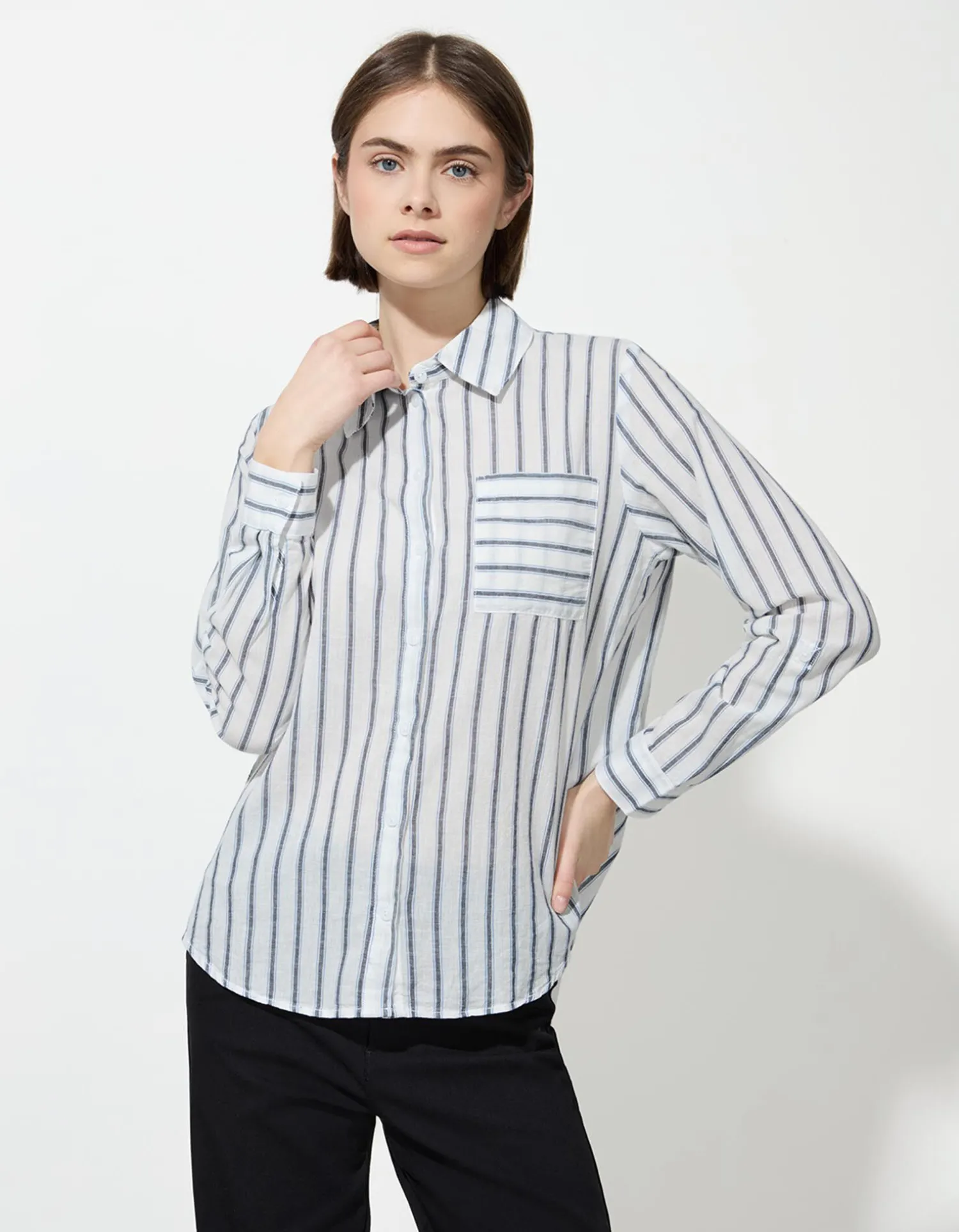 Ever Me Blouse - Strepen - donkerblauw Discount