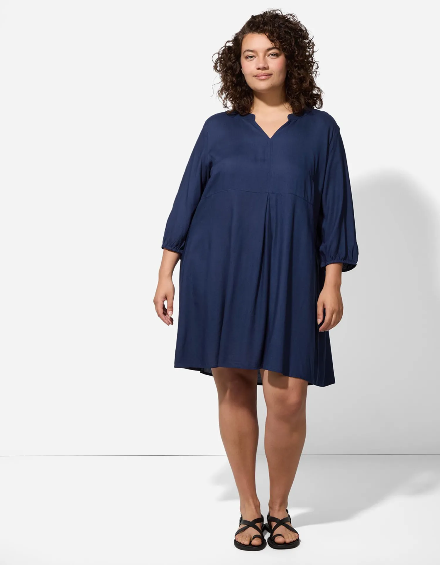 Maxi Blue Blousejurk - Viscose - donkerblauw Sale