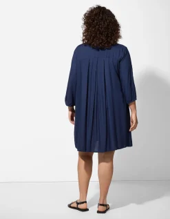 Maxi Blue Blousejurk - Viscose - donkerblauw Sale