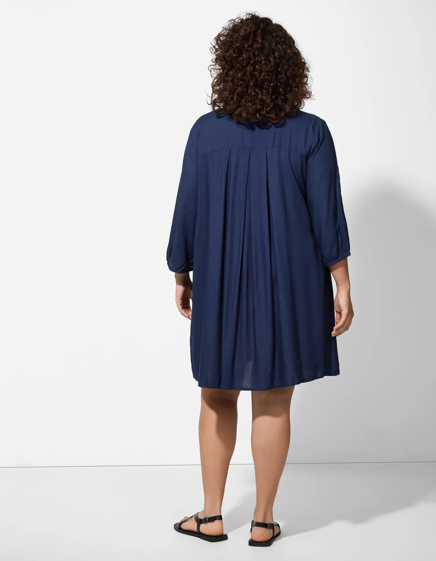 Maxi Blue Blousejurk - Viscose - donkerblauw Sale