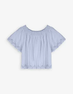 Ever Me Blouseshirt - Carmenhals - lichtblauw Clearance