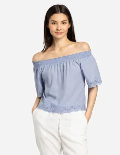 Ever Me Blouseshirt - Carmenhals - lichtblauw Clearance