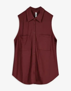 Page One blousetop - Linnenlook - donkerrood Sale