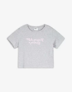 Page One Cropped shirt - Borduursels - grijs Hot