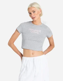 Page One Cropped shirt - Borduursels - grijs Hot