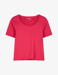 Page One Active Cropped shirt - Geribde structuur - pink Clearance