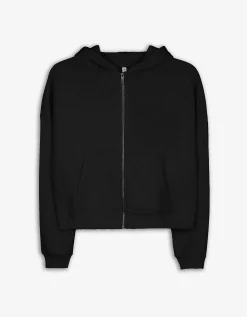 Page One Cropped sweatjack - Capuchon met tunnelkoord - zwart Sale