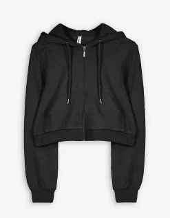 Page One Cropped sweatjack - Capuchon met tunnelkoord - zwart Sale
