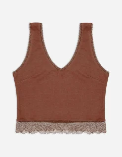 Takko Cropped top - Met kant - lichtbruin Best