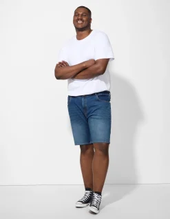 Jean Pascale Denim short - Straight fit - donkerblauw Online