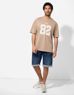 Jean Pascale Denim short - Vaste pijpomslag - donkerblauw Clearance