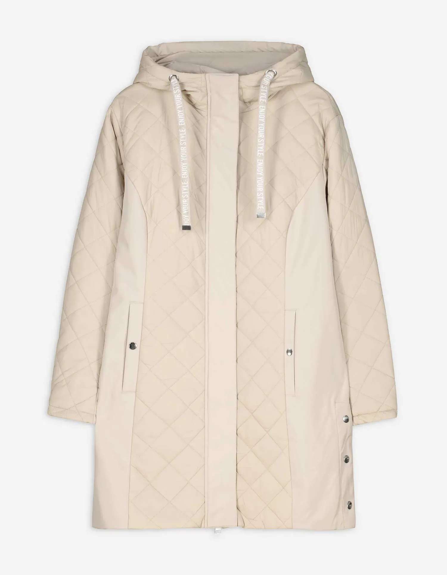 Maxi Blue Gewatteerde jas - Effen - beige Fashion
