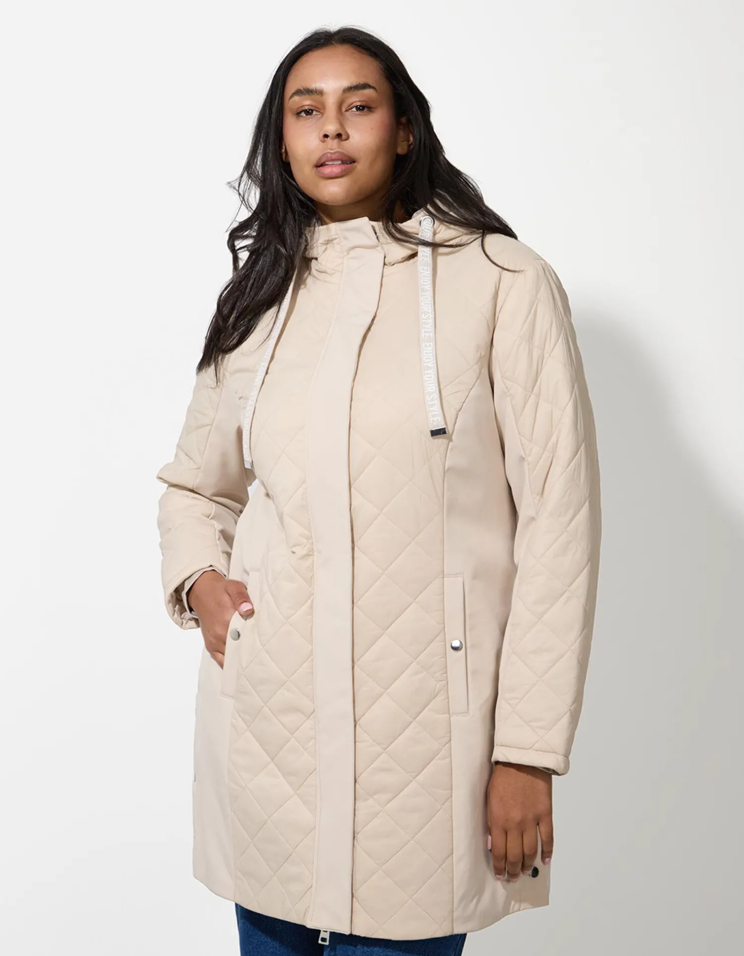 Maxi Blue Gewatteerde jas - Effen - beige Fashion