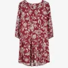 Maxi Blue Jurk - Motief all-over - donkerrood Hot