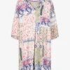 Maxi Blue Jurk - Motief all-over - wit Fashion