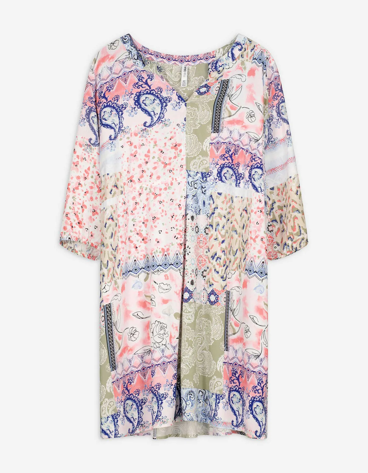 Maxi Blue Jurk - Motief all-over - wit Fashion