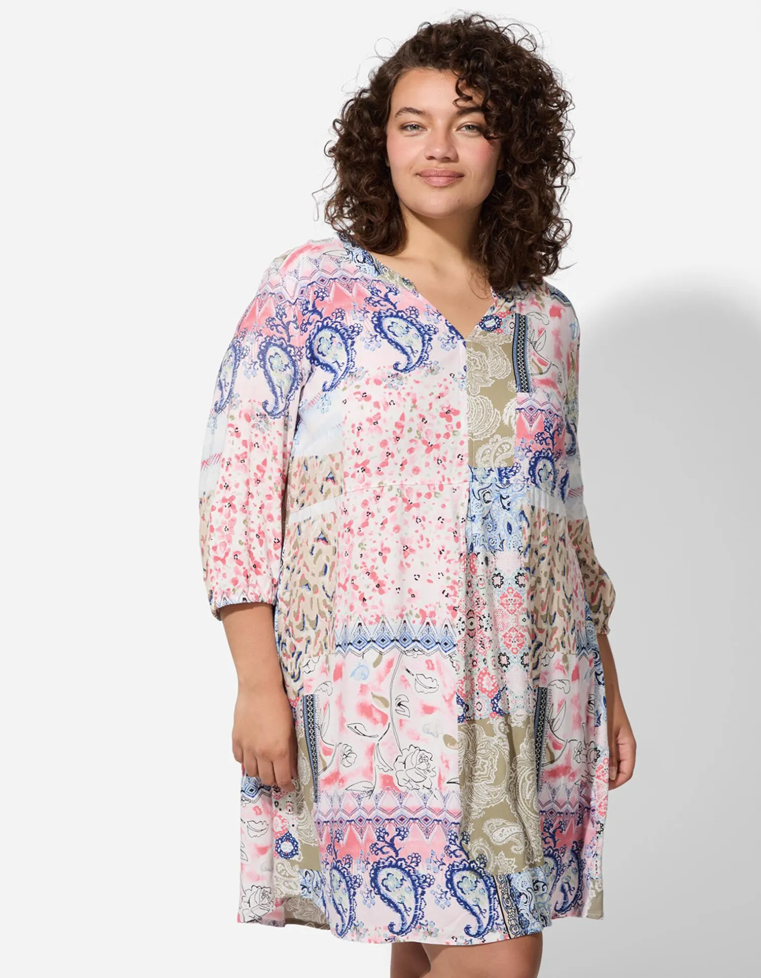 Maxi Blue Jurk - Motief all-over - wit Fashion