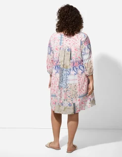 Maxi Blue Jurk - Motief all-over - wit Fashion
