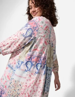 Maxi Blue Jurk - Motief all-over - wit Fashion