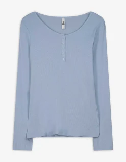 Ever Me Longsleeve - Knoopsluiting - lichtblauw Fashion