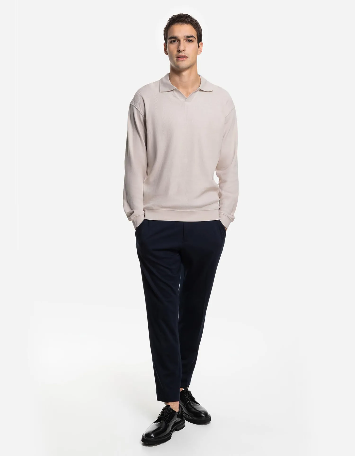 Jean Pascale Longsleeve - Overhemd kraag - beige Discount