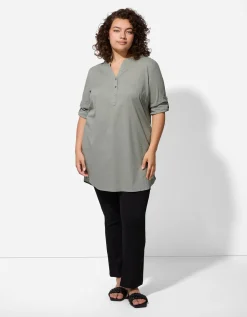 Maxi Blue Overhemdblouse - Effen - donkergroen Discount