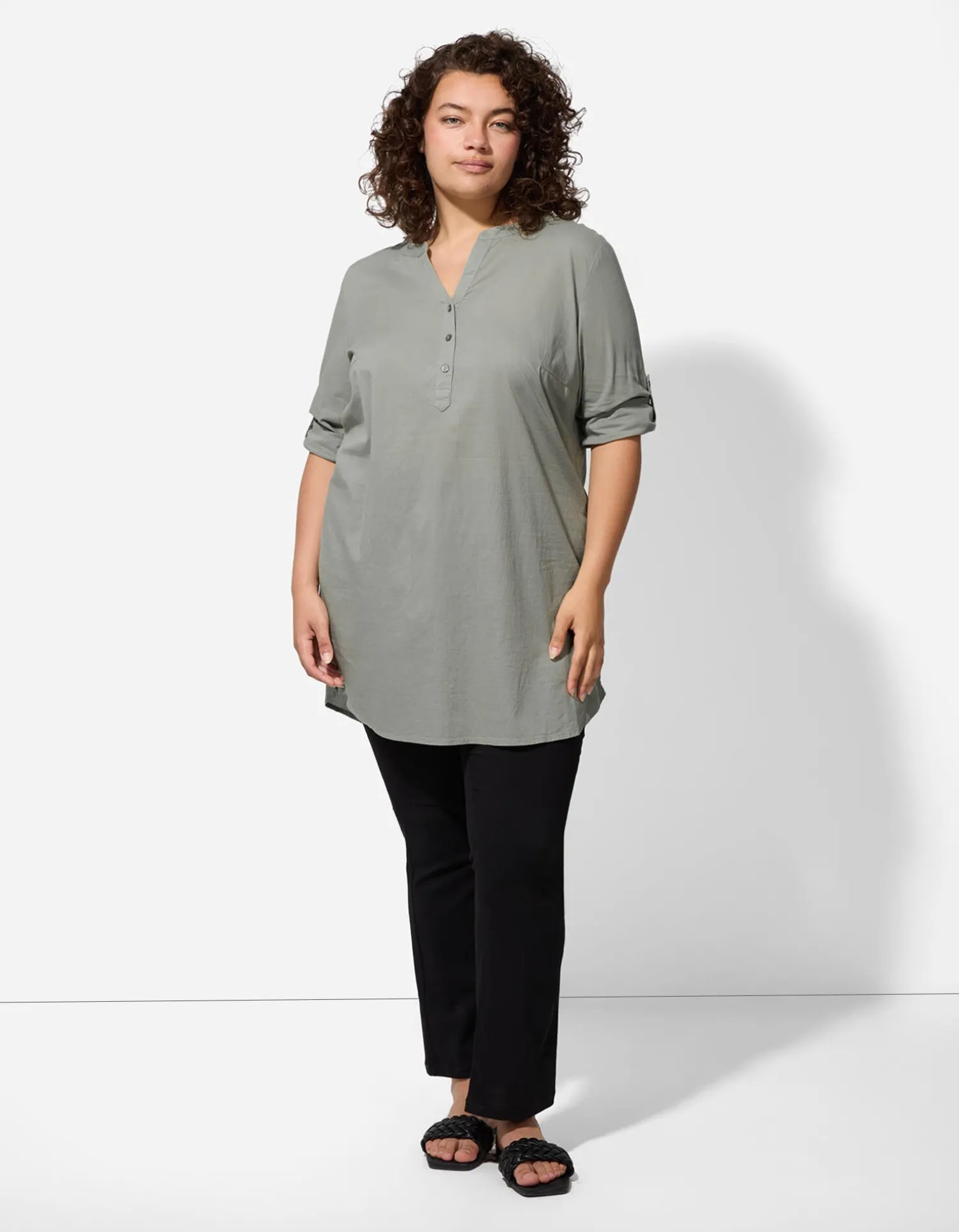 Maxi Blue Overhemdblouse - Effen - donkergroen Discount
