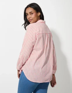 Maxi Blue Overhemdblouse - Katoen - lichtrood Hot