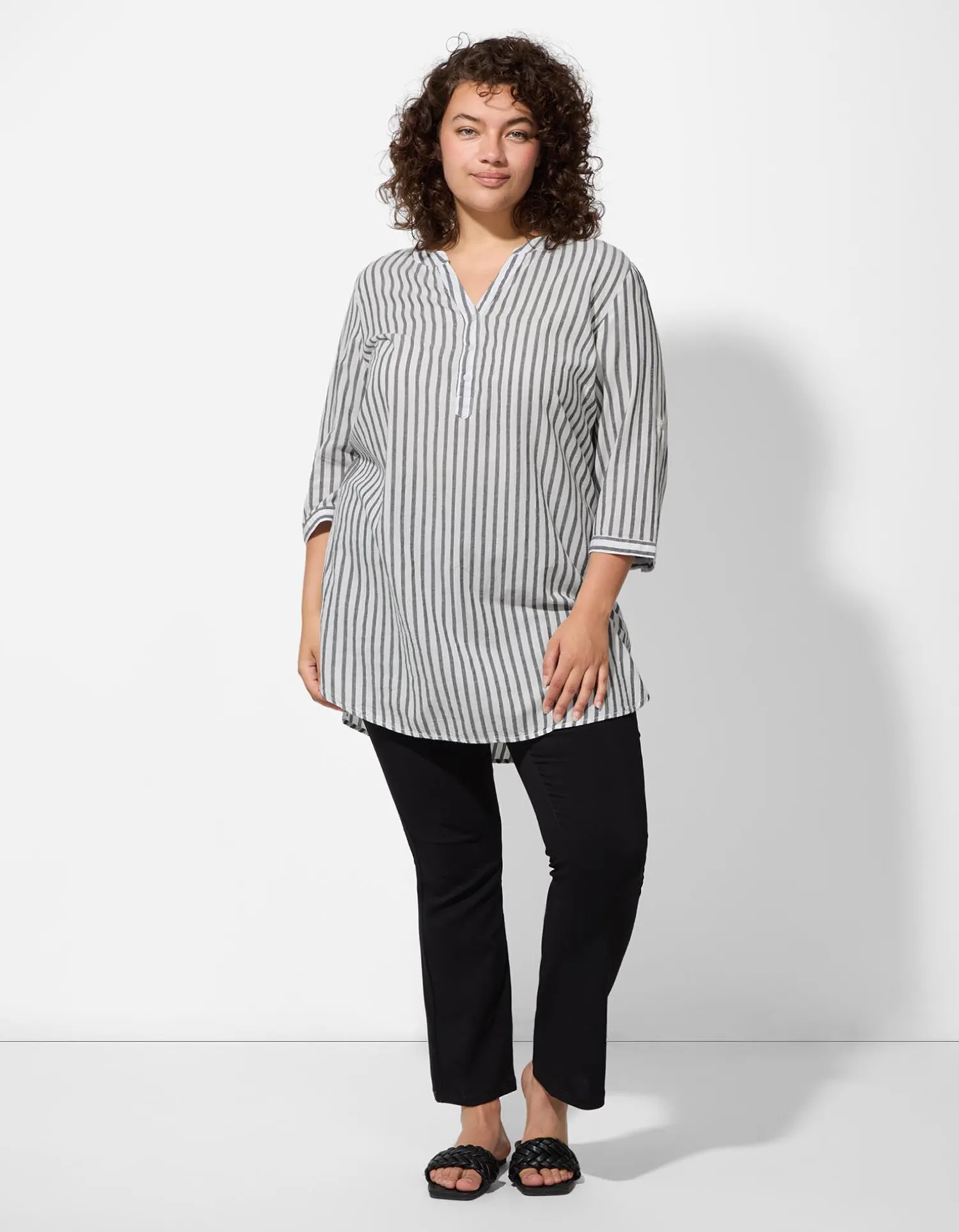 Maxi Blue Overhemdblouse - Strepen - zwart Clearance
