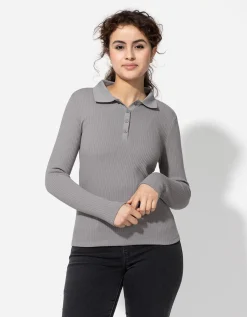 Page One Poloshirt - Geribde structuur - grijs Online