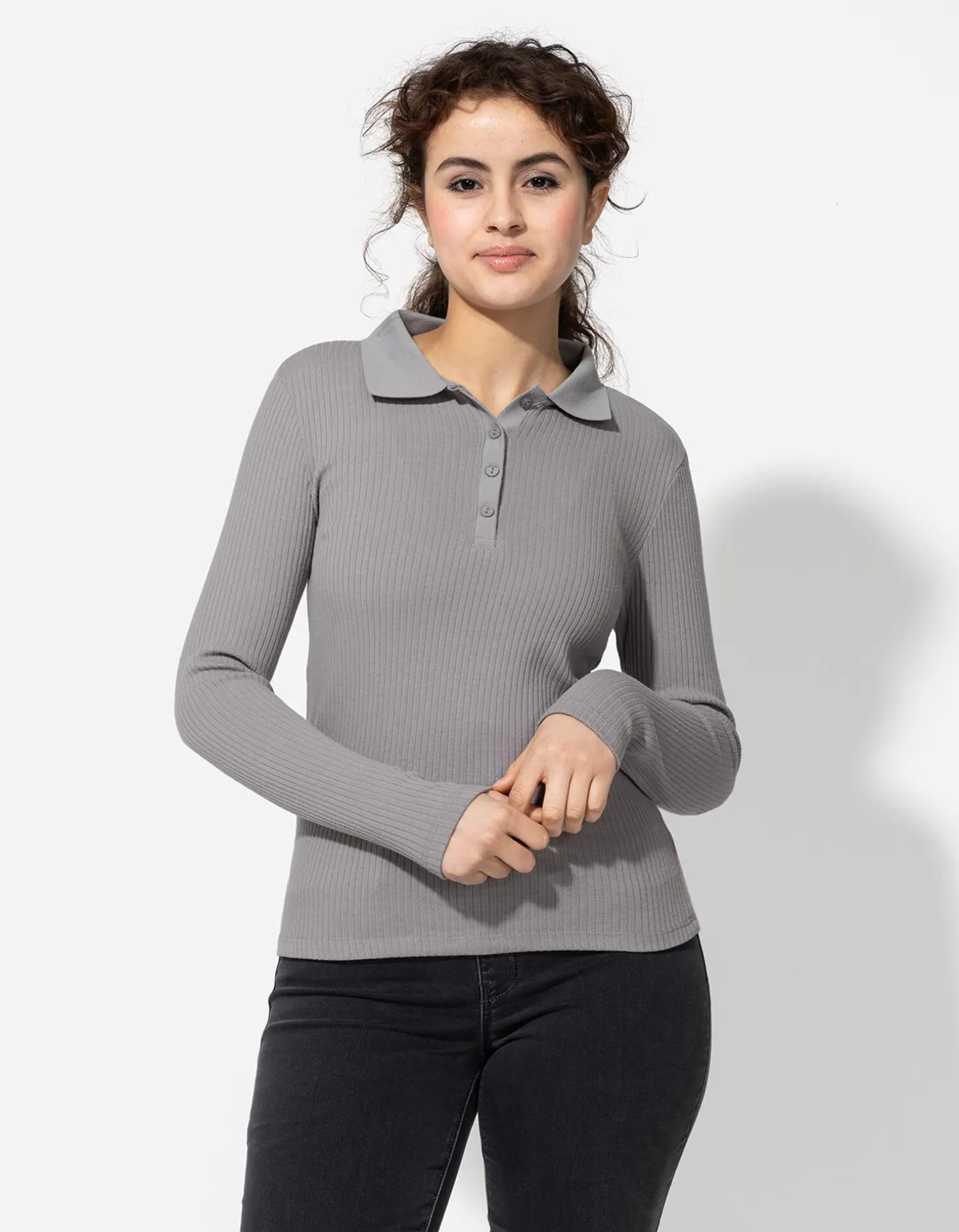 Page One Poloshirt - Geribde structuur - grijs Online