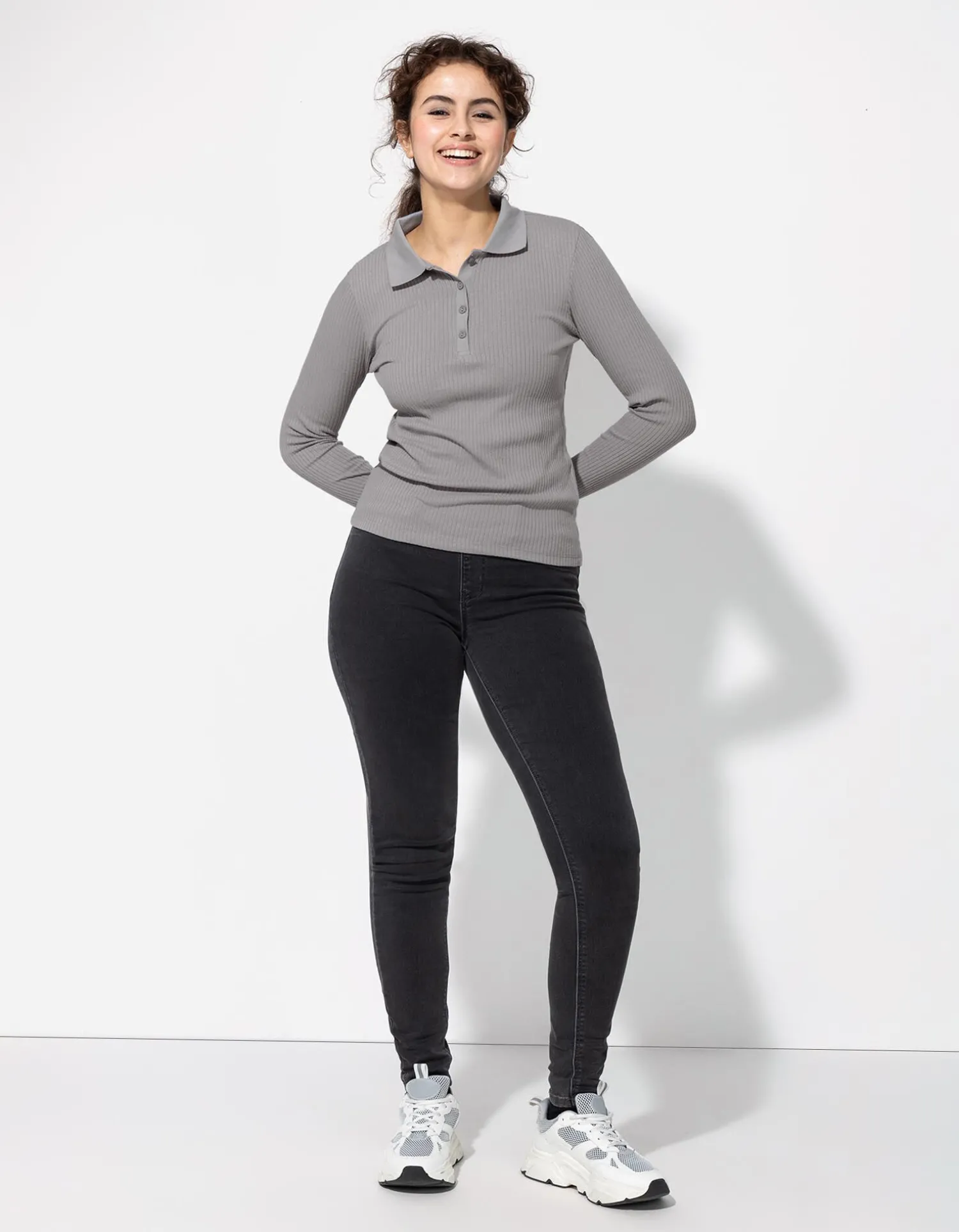 Page One Poloshirt - Geribde structuur - grijs Online