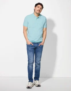 Jean Pascale Poloshirt - Knoopsluiting - turkoois Sale