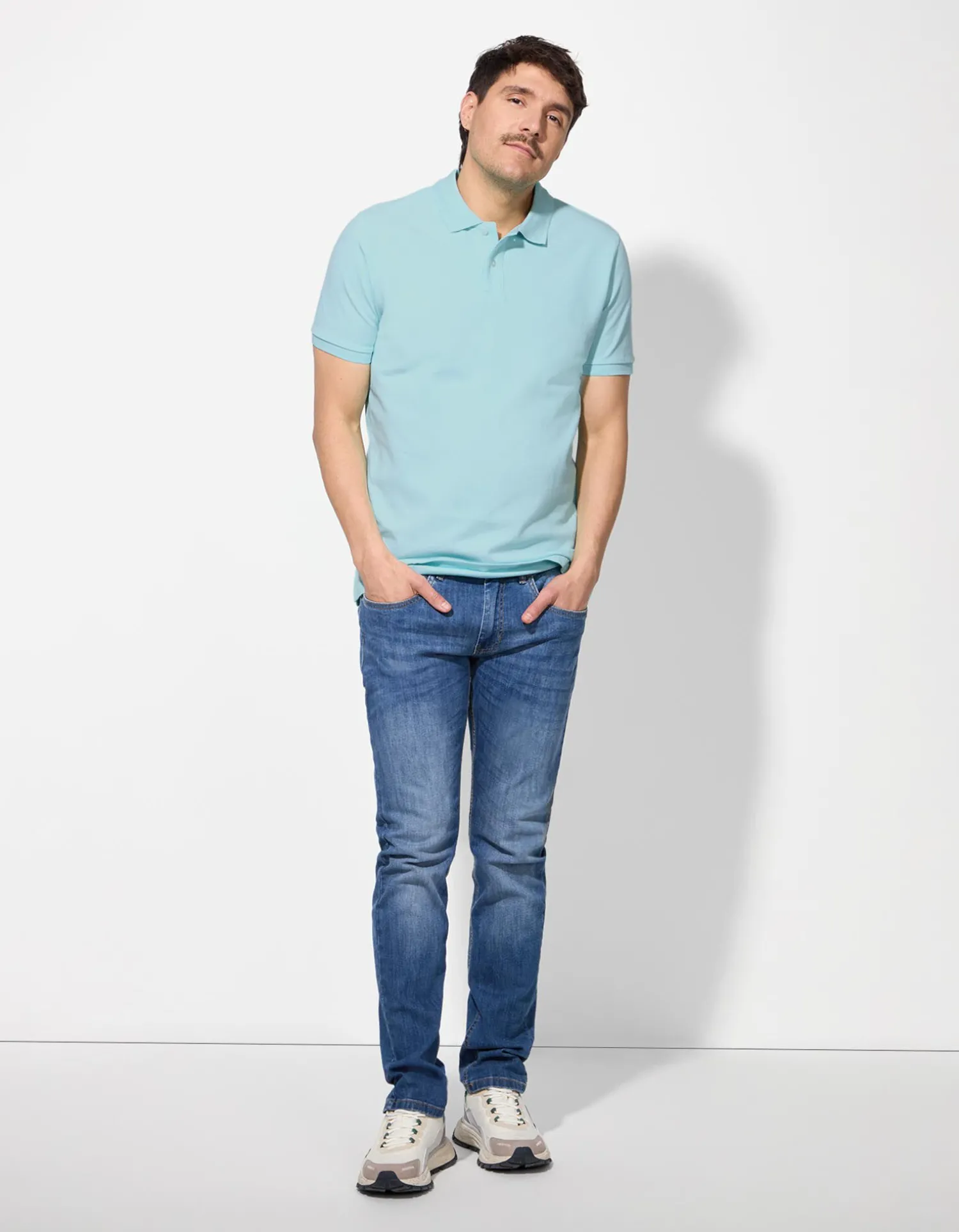 Jean Pascale Poloshirt - Knoopsluiting - turkoois Sale