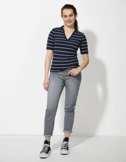 Page One Poloshirt - Strepen - donkerblauw New