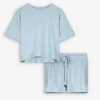 Flame Pyjama set van shirt en shorts - Koord - turkoois Clearance