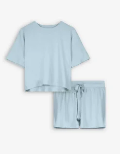 Flame Pyjama set van shirt en shorts - Koord - turkoois Clearance