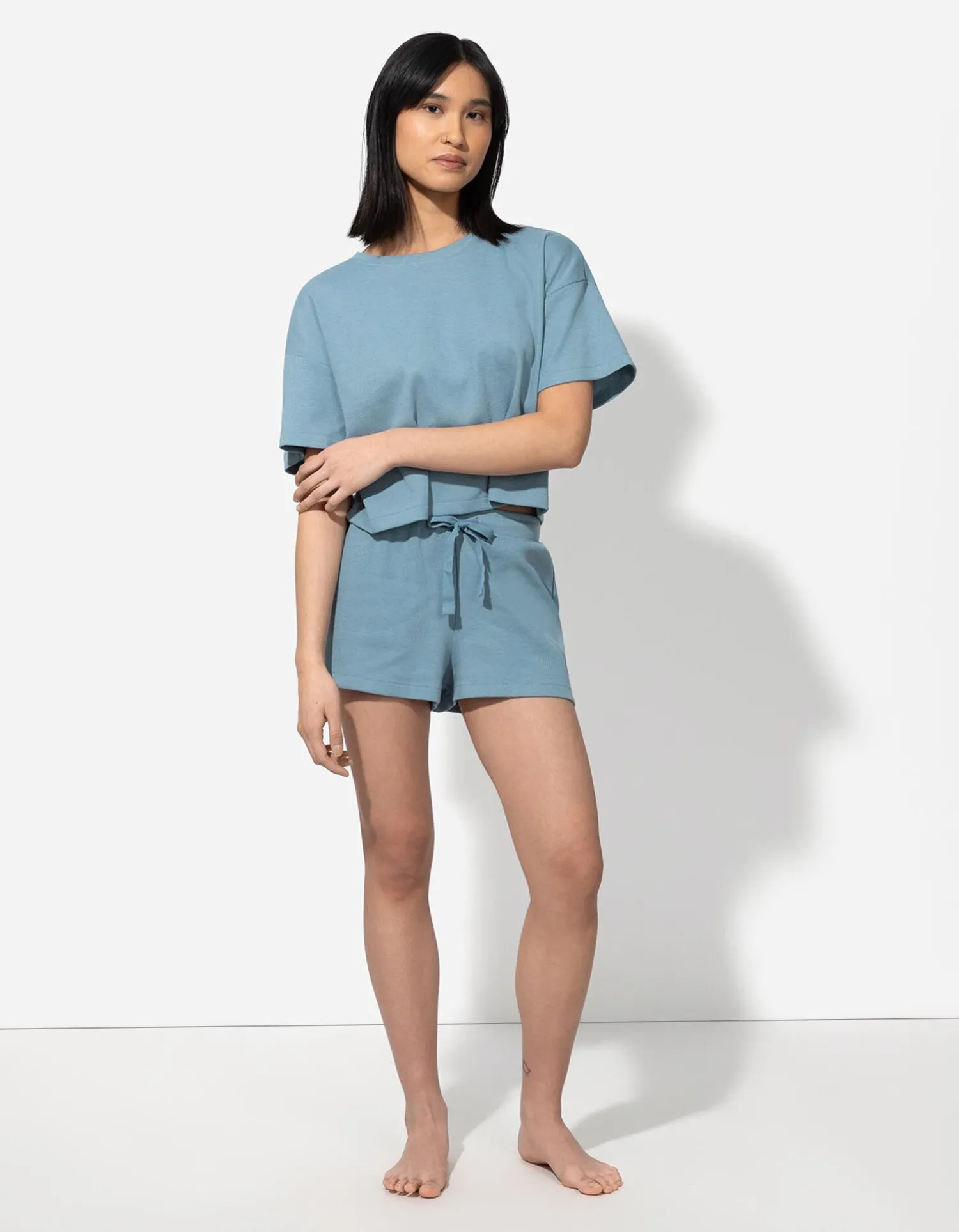 Flame Pyjama set van shirt en shorts - Koord - turkoois Clearance