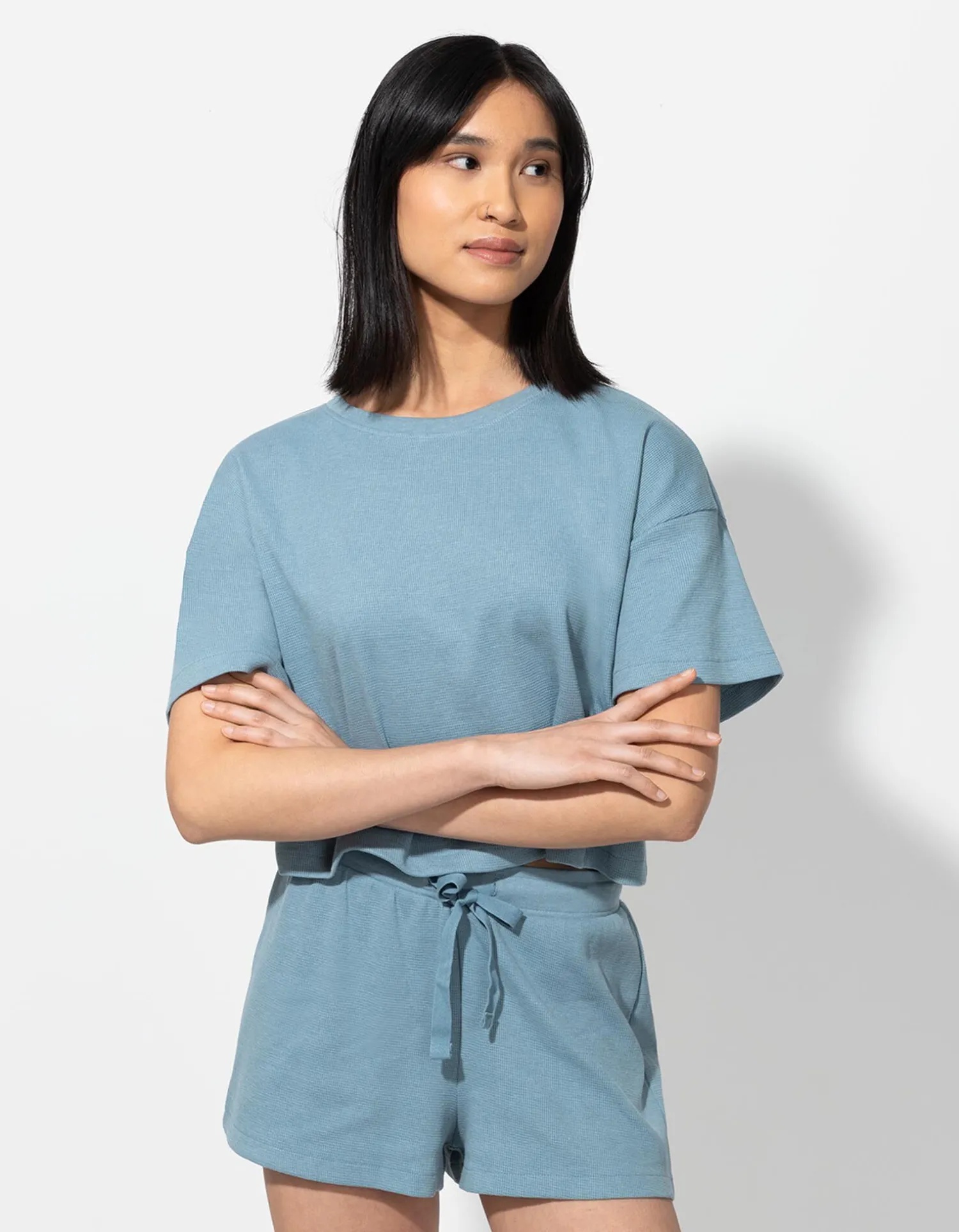 Flame Pyjama set van shirt en shorts - Koord - turkoois Clearance